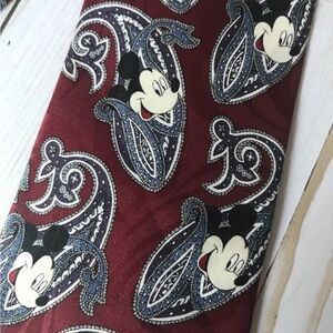 Vintage Mickey Mouse tie red paisley print Disney adult novelty